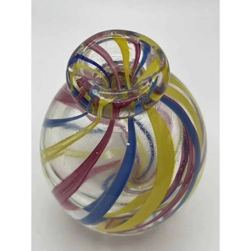 Swirl Vase Pink,‎ Yellow & Blue  Gorgeous Designs 3.5